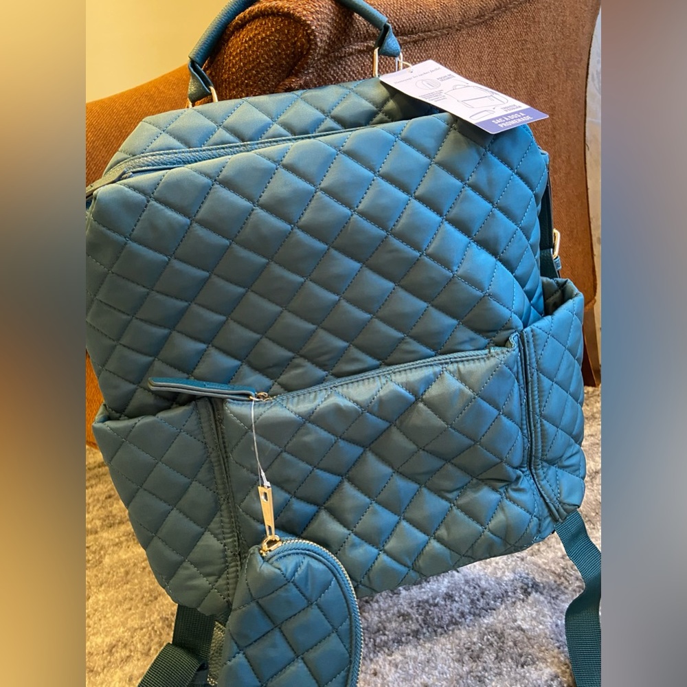 Tommy Bahama teal quilted backpack NEW
